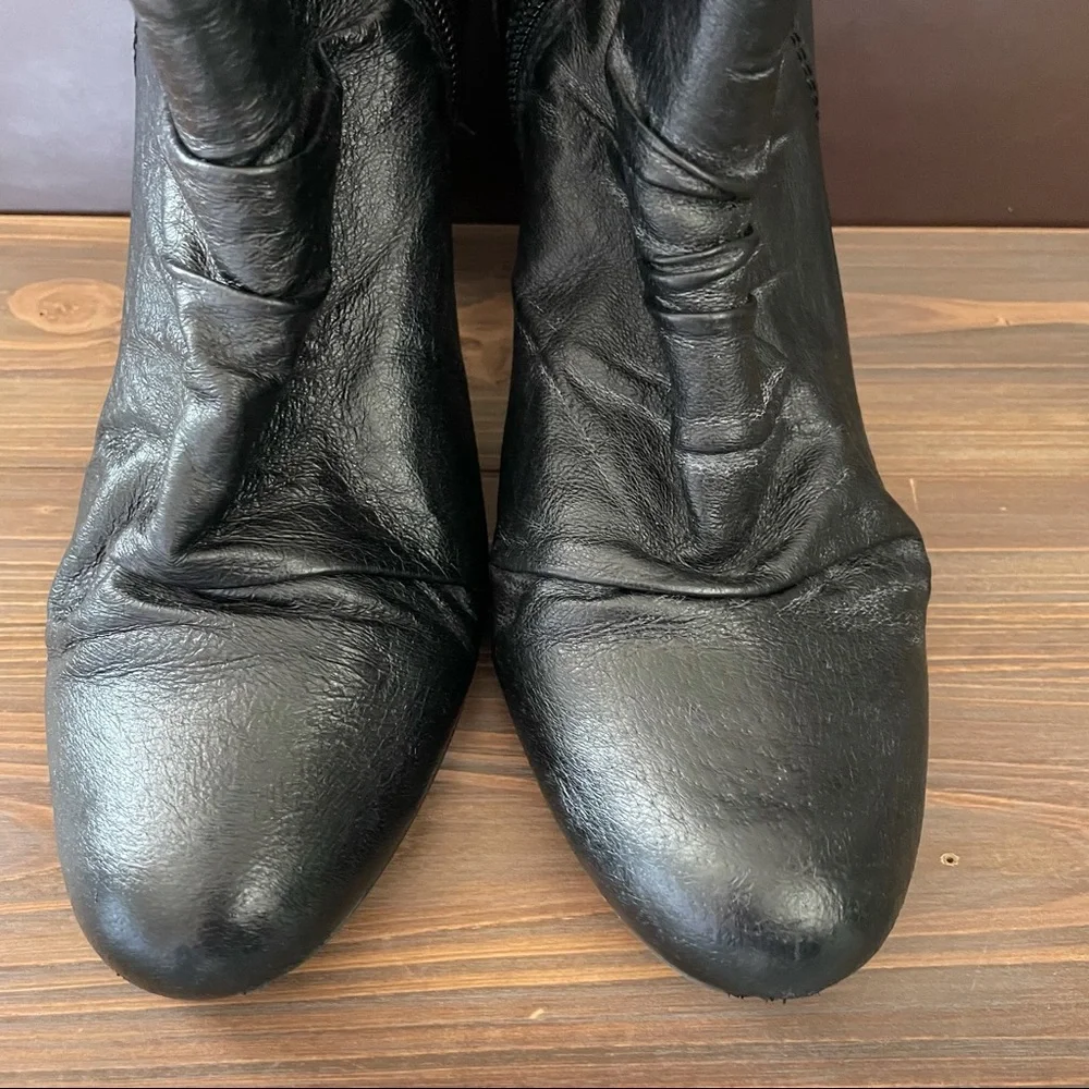 A.N.A. (Ana)  Black Leather Heeled Booties